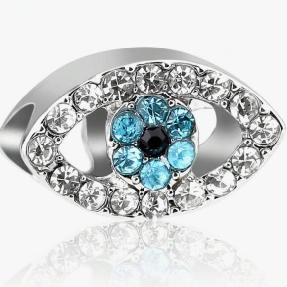 Blue Evil Eye Beaded Charm Pendant For Bracelet Necklace - Picture 2 of 5